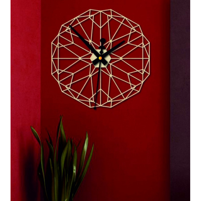Sentop Ceas de perete geometric din placaj din lemn FPL PR0346 I negru
