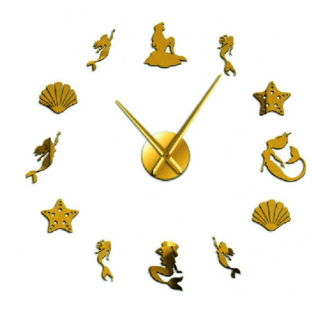 Ceas de perete cu oglindă, sirenă fantezie