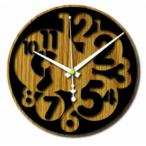 Sentop - Ceas de perete modern numărul HDKF019 MDF stejar... 2