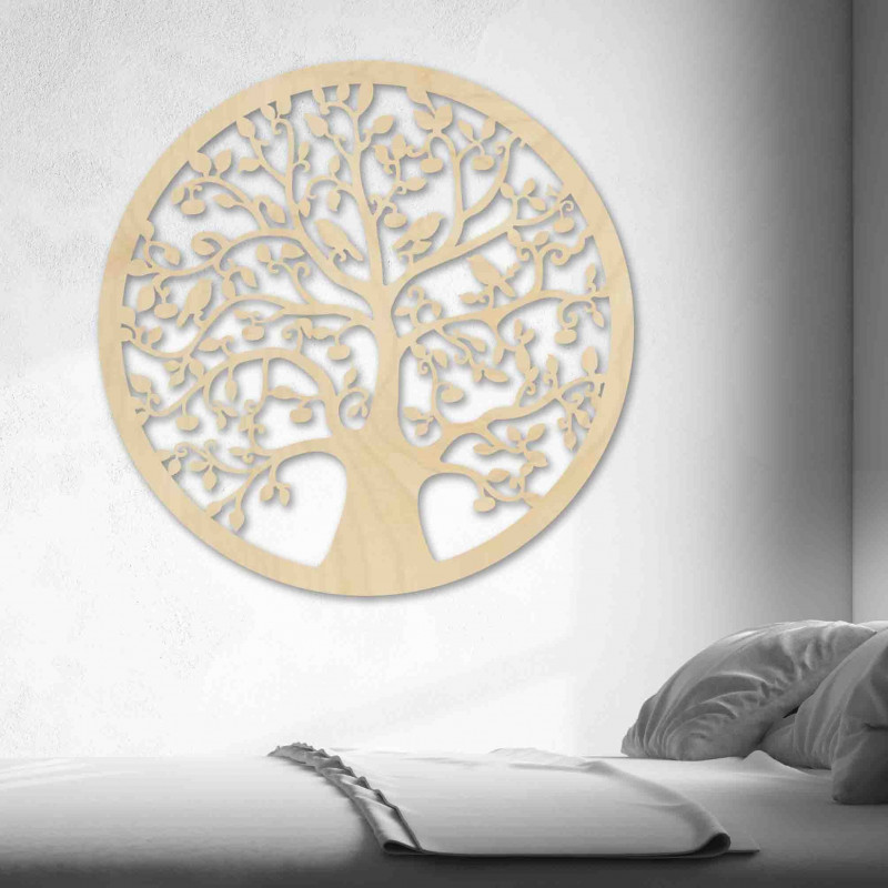 Tablou din lemn cu un copac și păsări - HOJNISŤ