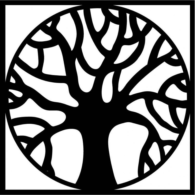 Imagine de perete din lemn cu un copac într-un...