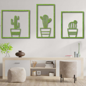 Tablou de perete elegant din trei părți - Cactuși 2