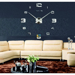 Self-adhesive mirror clock on the wall number I SENTOP