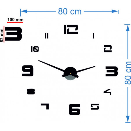 Ceas de perete cu oglindă adezivă PROFI Clocks 3D