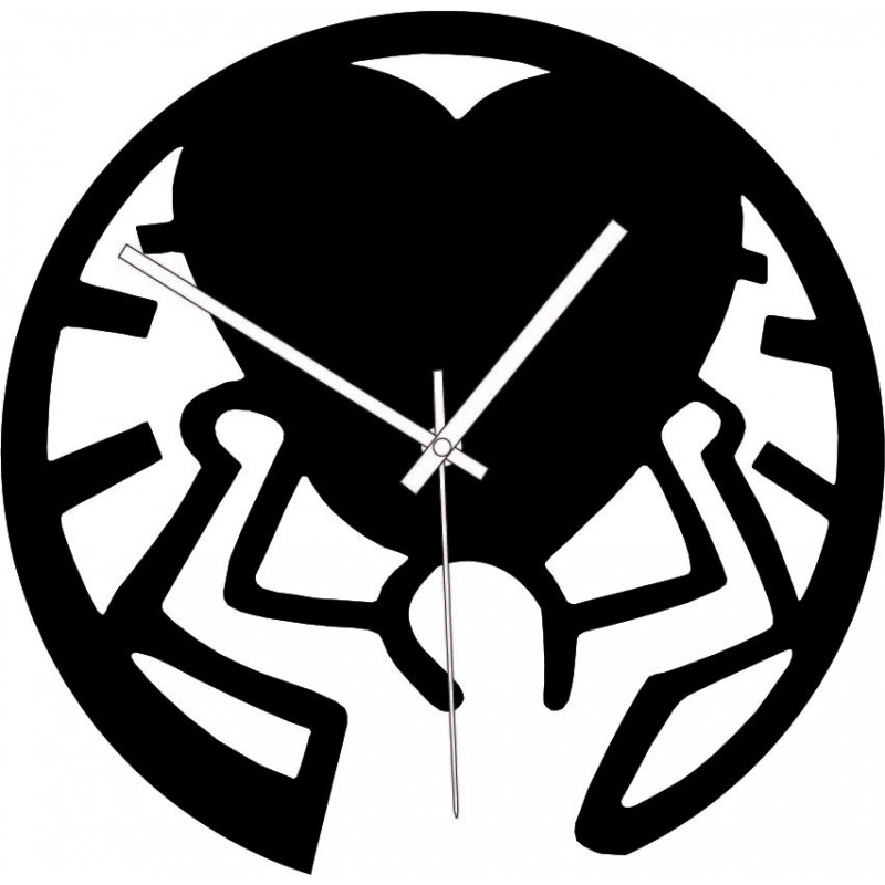 Ceas din lemn - dragoste pe umeri negru și...