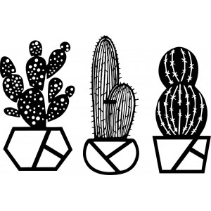 Cactus pictat pe perete în trei părți - KUSLAR 2