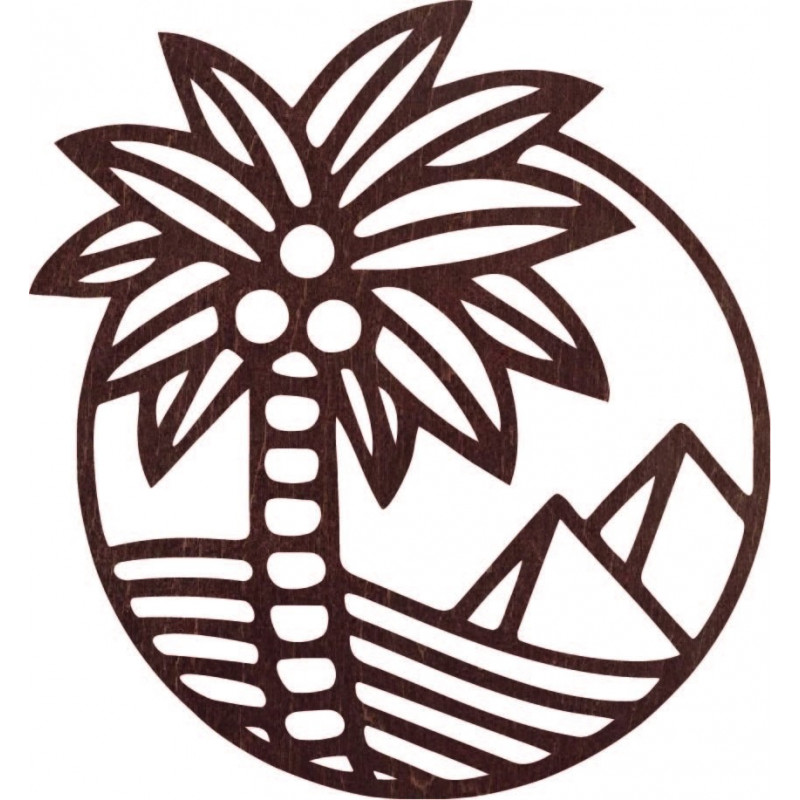 Pictura de perete din lemn a unui palmier pe...