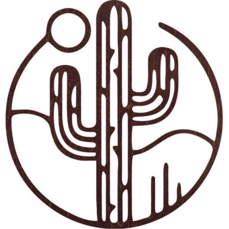 Imagine de perete din lemn a unui cactus cu soarele - MONK