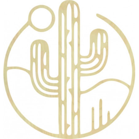 Imagine de perete din lemn a unui cactus cu soarele - MONK