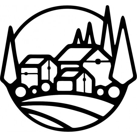 Tablou din lemn pe peretele caselor