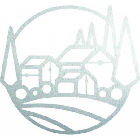 Tablou din lemn pe peretele caselor