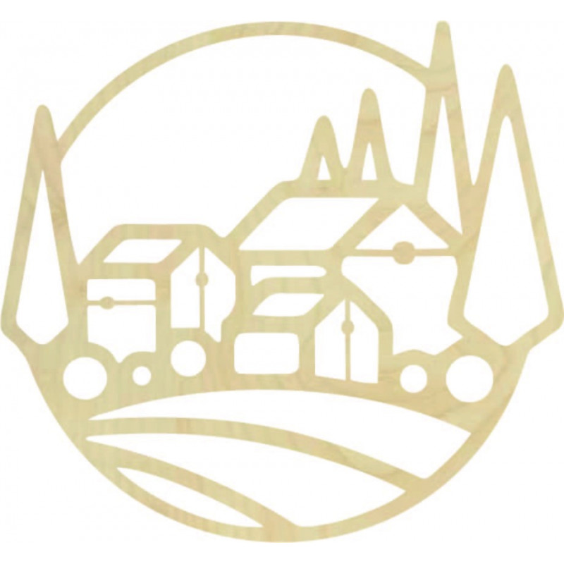 Tablou din lemn pe peretele caselor