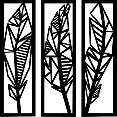 Pictură modernă în trei piese cu frunze de bananier - MUSACEAE