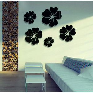 Wall sticker flower Fi: 24 cm, 18 cm, 14 cm, 12 cm, 10 cm. Color black I SENTOP SV011102B