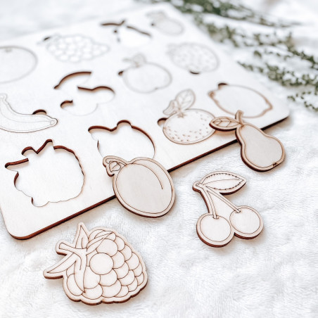 Insert montessori din lemn pentru copii - FRUCTE | SENTOP