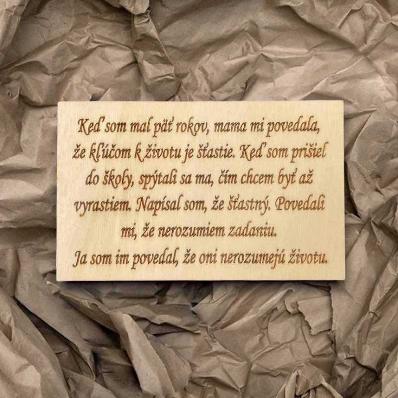 Însemn din lemn cu textul - Cheia vieții | SENTOP