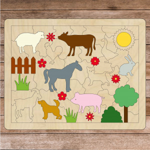 Ajutor senzorial din lemn Montessori - Animale de fermă |... 2