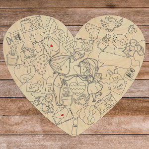 Puzzle din lemn în formă de inimă - IUBIREA | SENTOP