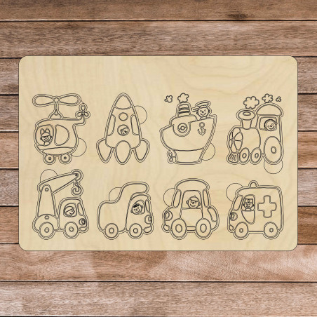 Insert Montessori din lemn - Vehicule | SENTOP