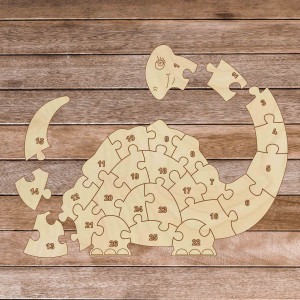 Puzzle din lemn pentru copii - Dinozaur și numere 26... 2