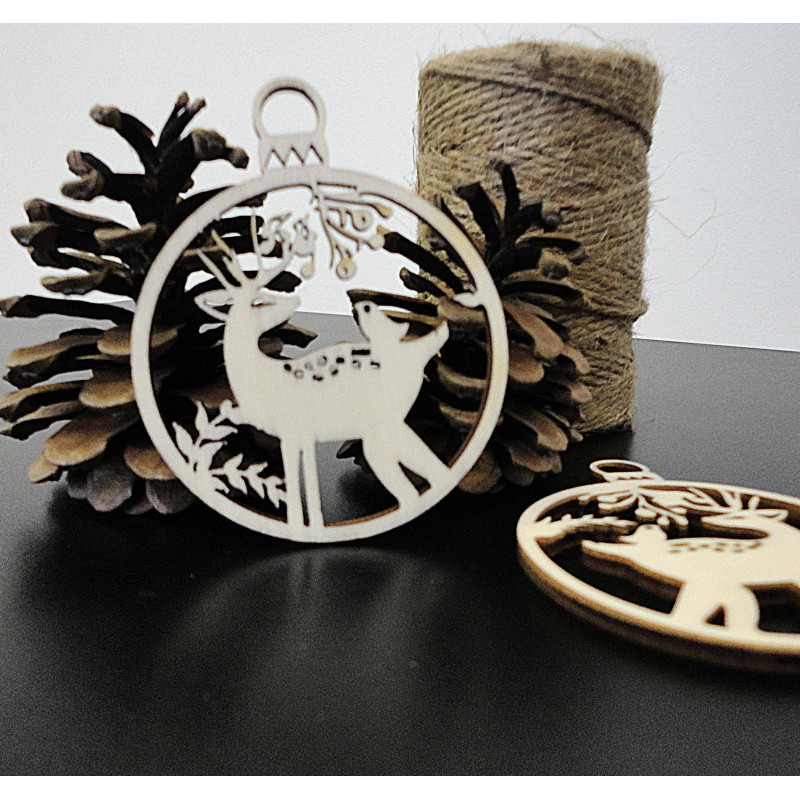 Decorațiune de Crăciun din lemn cu cerbi,...