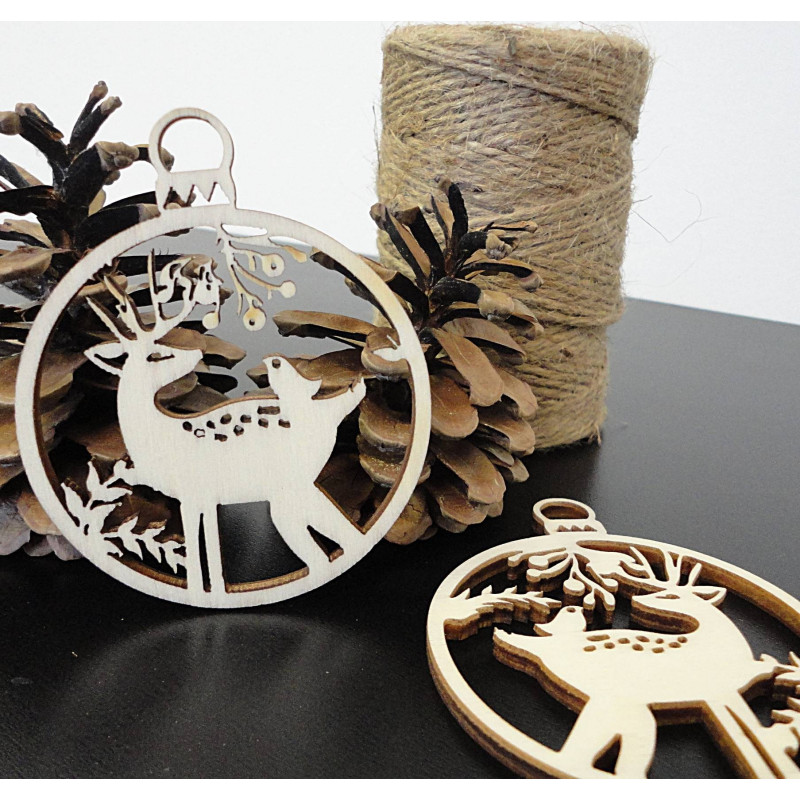 Decorațiune de Crăciun din lemn cu cerbi,...