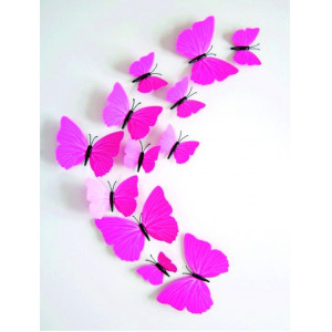 Autocolant roz fluture - 1 pachet conține 12 bucăți