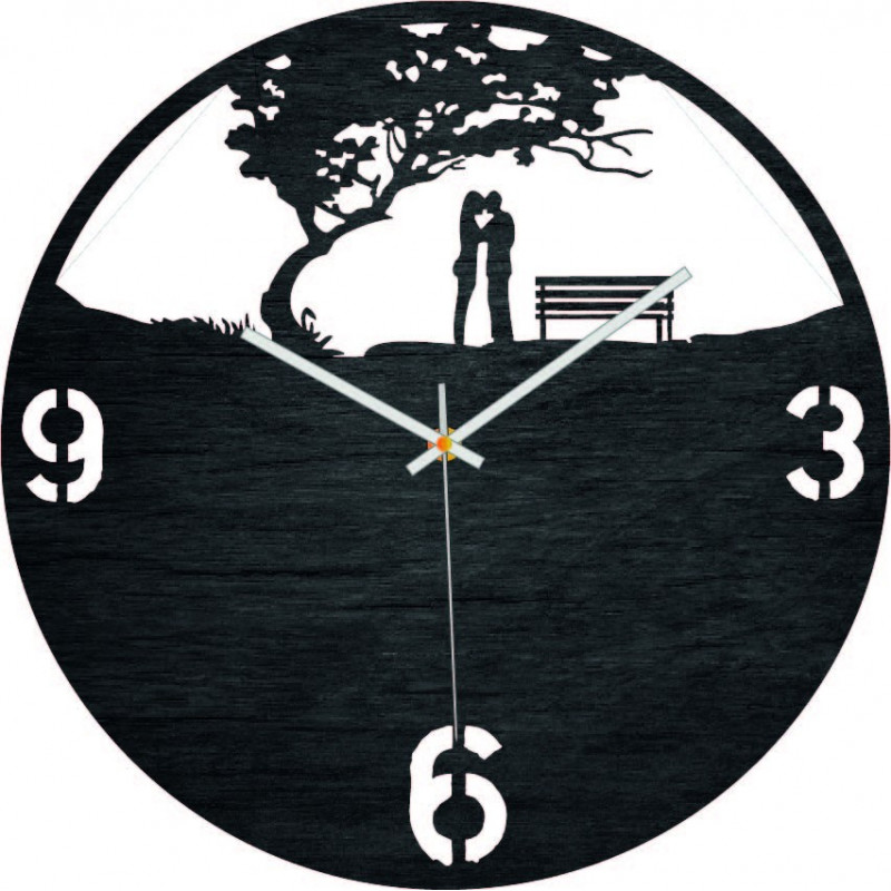 Ceas de perete din lemn Love in the Park - LOVE