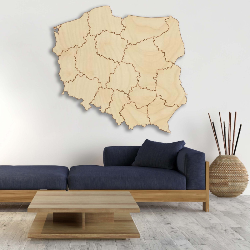 Harta de perete din lemn Republica Polonia - 16 bucăți | SENTOP