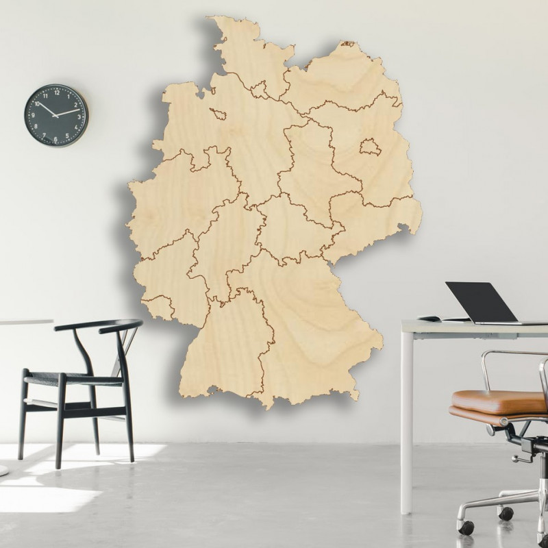 Harta de perete din lemn Germania - 16 bucăți | SENTOP