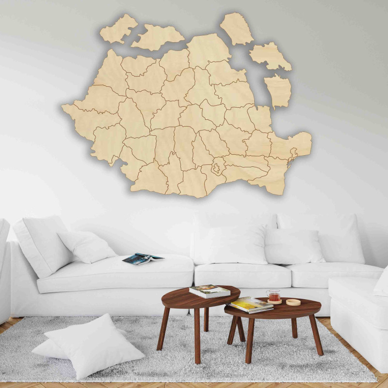 Hartă de perete din lemn România - ROMA