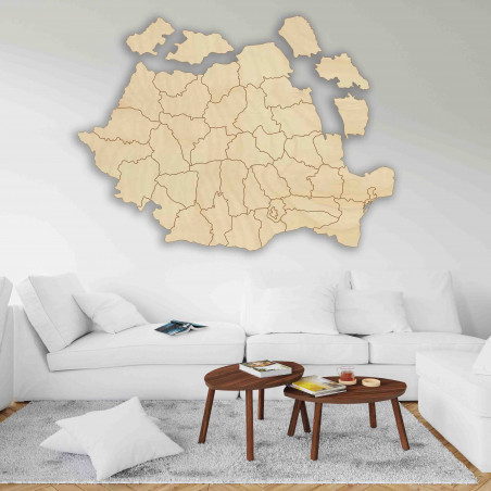 Hartă de perete din lemn România - ROMA