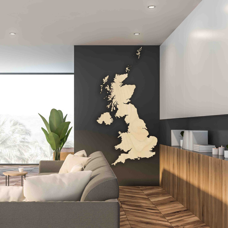 Harta din lemn pe perete Marea Britanie | SENTOP