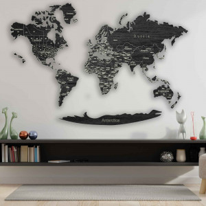 Harta lumii din lemn pe perete | SENTOP