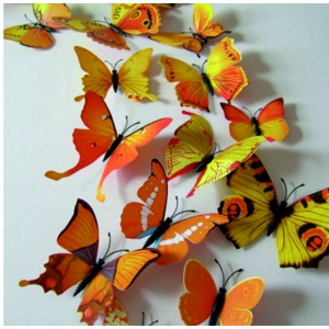 autocolante decorative și etichete, autocolante colorate și autocolante pe perete, 3D fluturi colorate în pepinieră.