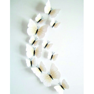 3D autocolant pe perete fluturi albi eclozat - 1 pachet conține 12 bucăți