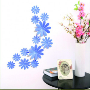 Decalcomanii și autocolante de perete, flori colorate, decorare 3D în fiecare cameră