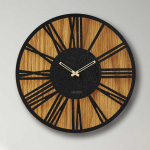 Ceas de perete modern din lemn cu design geometric minimalist