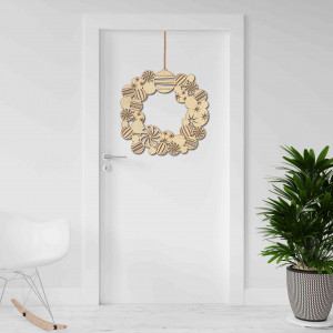Decor de lemn de Crăciun pe perete | Coroană de flori 2