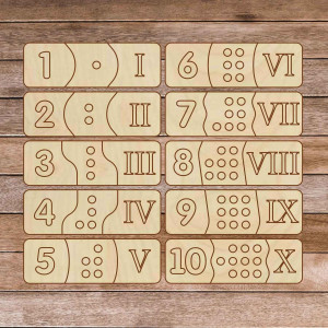 Puzzle din lemn pentru copii - cifre romane 30 de piese 2