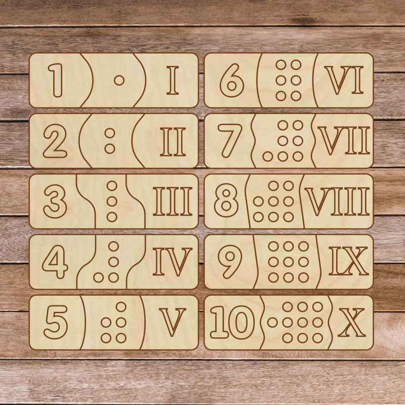 Puzzle din lemn pentru copii - cifre romane 30 de piese