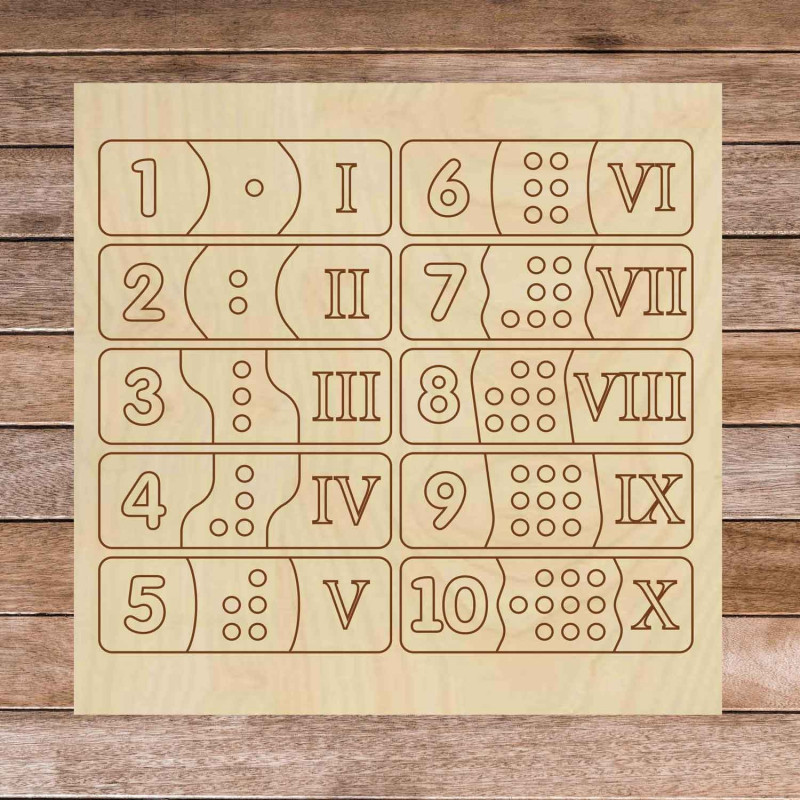 Puzzle din lemn pentru copii - cifre romane 30 de piese