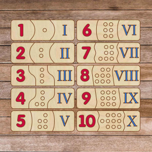 Puzzle din lemn pentru copii - cifre romane 30 de piese