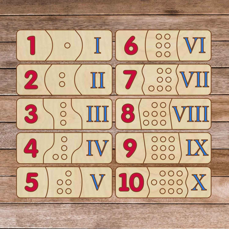 Puzzle din lemn pentru copii - cifre romane 30 de piese