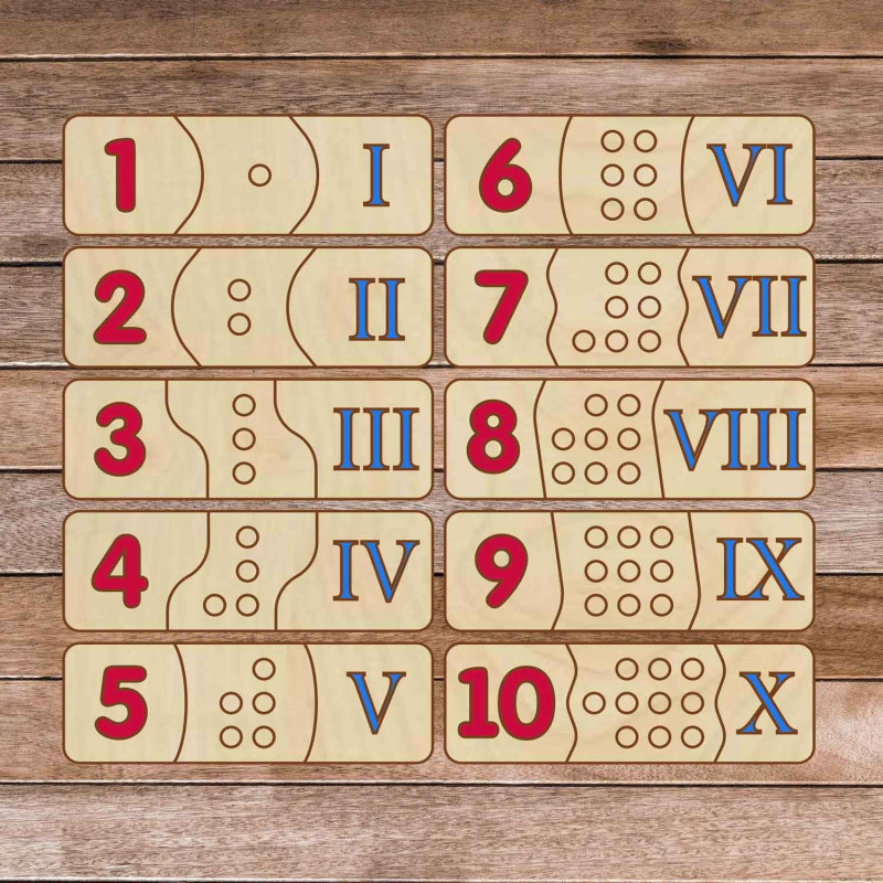Puzzle pentru copii din lemn - cifre romane 30 de piese | SENTOP H003