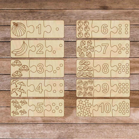 Puzzle din lemn pentru copii - Puzzle cu trei piese, 30 de piese | GOLBIT