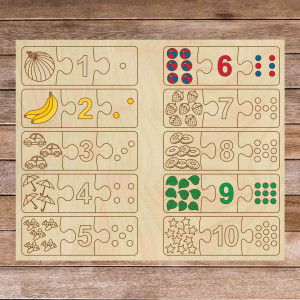 Puzzle din lemn pentru copii - Puzzle din trei piese 30 de piese | SENTOP H004
