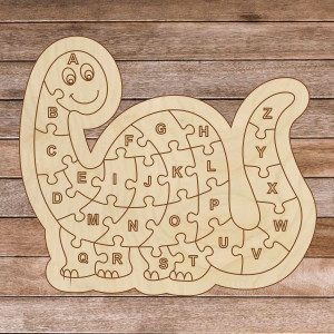 Puzzle din lemn pentru copii - Dinozaur și alfabet A-ZET... 2