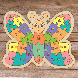 Puzzle din lemn pentru copii - Fluture alfabet A-ZET 26...