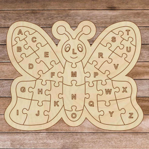 Puzzle din lemn pentru copii - Fluture alfabet A-ZET 26... 2